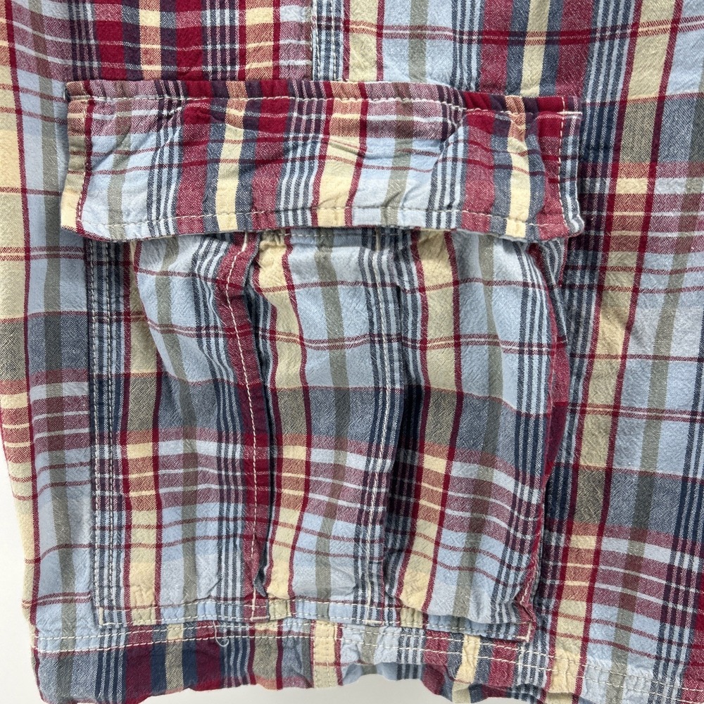 Vintage Polo Jeans Shorts Men's 36 Red Blue White Plaid Cargo Flat 90s Cotton - Picture 6 of 15